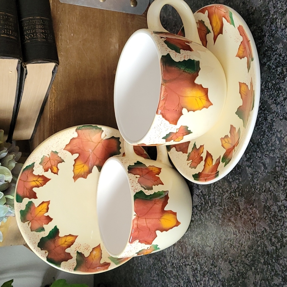 "Autumn Leaf" Soup and Sandwich Bowl Cups and Plate Sets